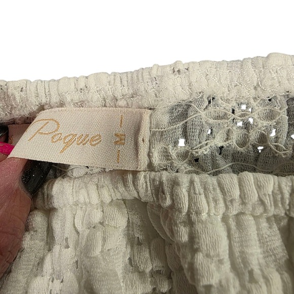 Belle Poque Blouse Top Womens Beige M Smocked Puff Sleeve Floral Stretch‎ Raglan - Picture 7 of 12